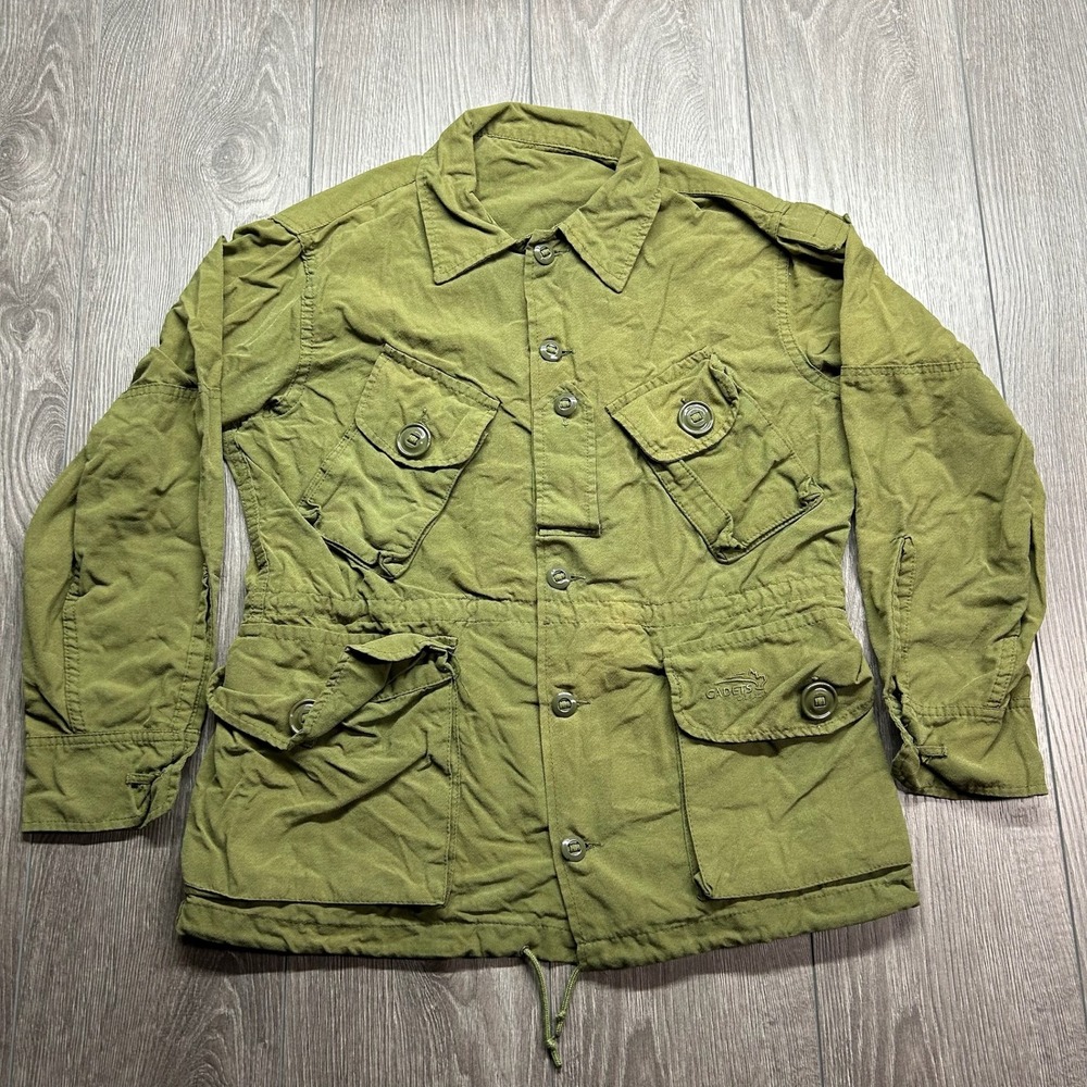 Vintage Cadets Canada Military Field Jacket Olive Green Surplus M65 Style Coat